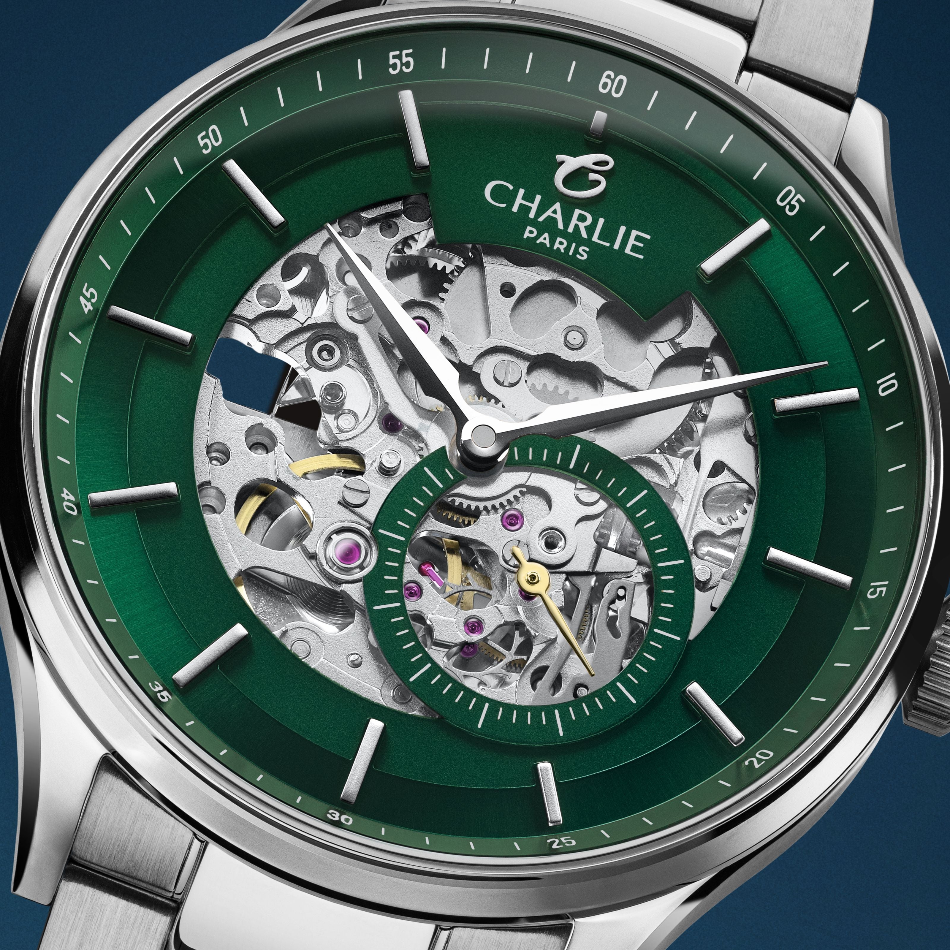 charlie-paris-initial-squelette-vert-montre-automatique-homme-40mm image 4