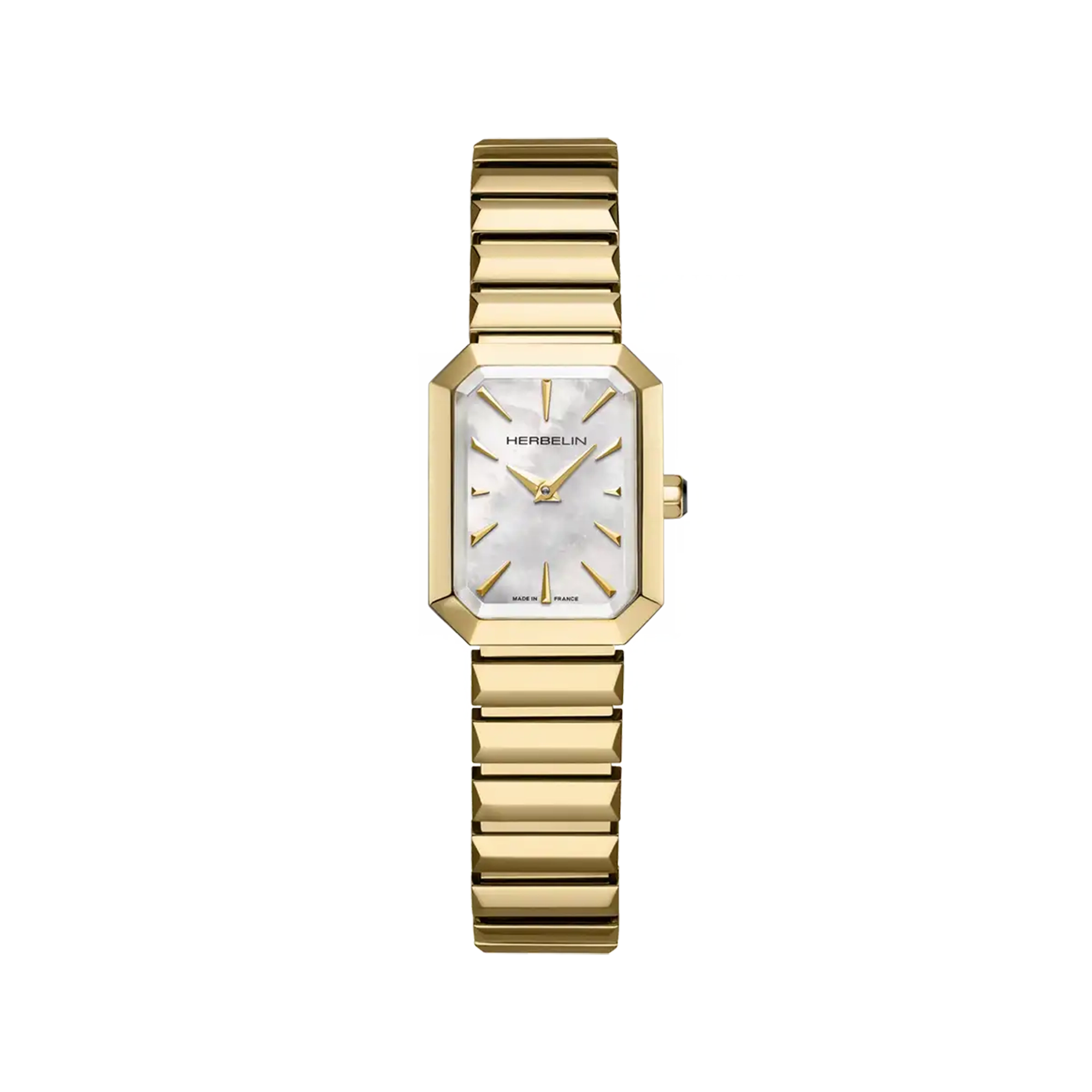 herbelin-octog-ne-montre-quartz-femme-nacre-blanche-et-acier-pvd-or-jaune image 1