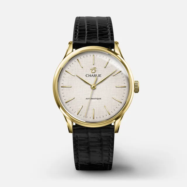 charlie-paris-initial-lino-montre-automatique-dor-jaune-cadran-lin-35-mm image 1