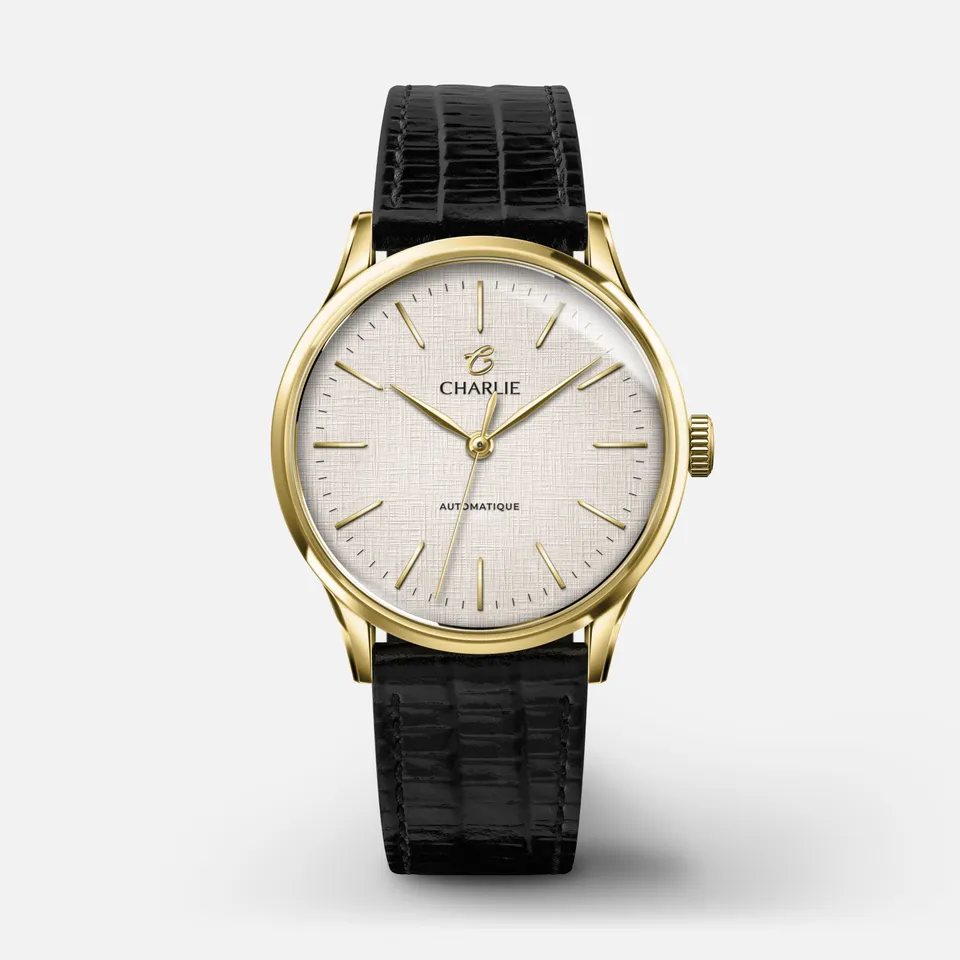 charlie-paris-initial-lino-montre-automatique-dor-jaune-cadran-lin-35-mm image 1