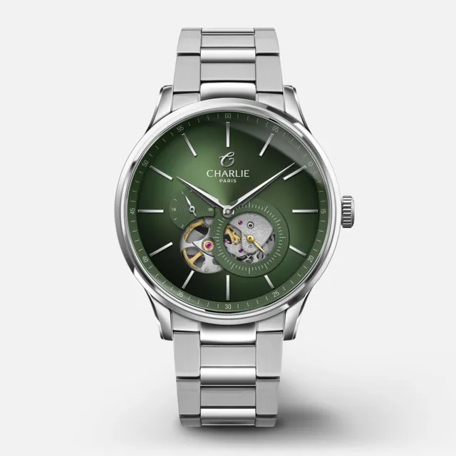 charlie-paris-initial-c-ur-ouvert-montre-automatique-homme-40mm-sauge image 1