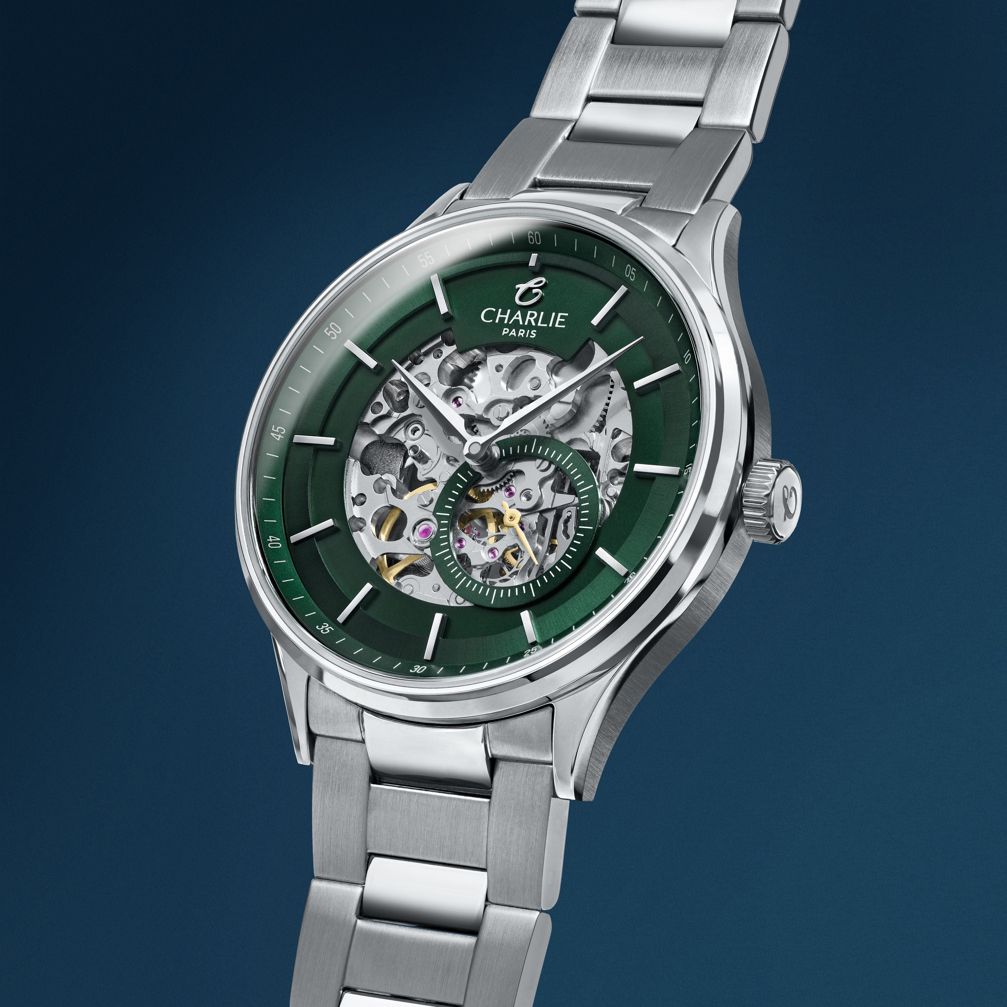 charlie-paris-initial-squelette-vert-montre-automatique-homme-40mm image 5