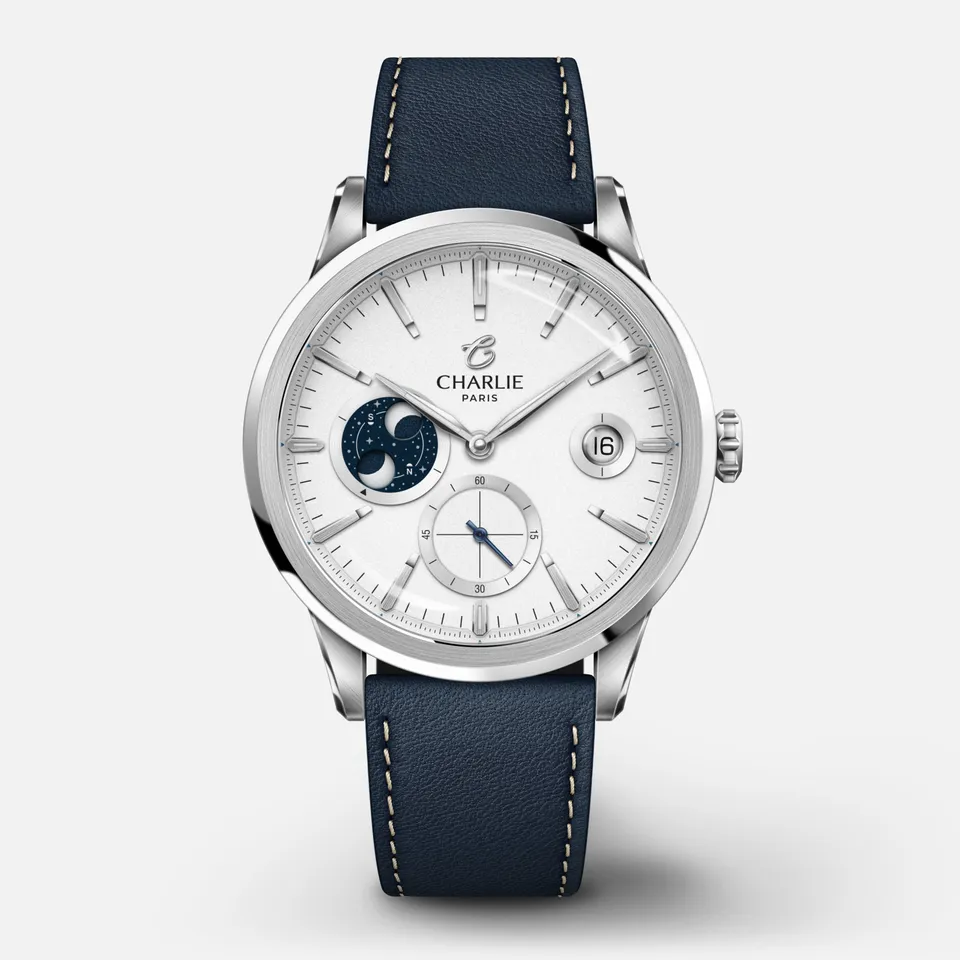 charlie-paris-alliance-phase-de-lune-blanc-montre-automatique-39mm-soprod-c105 image 1