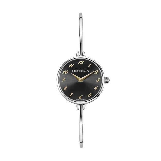 herbelin-fil-montre-quartz-femme-acier-noir-jonc image 1