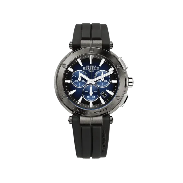 herbelin-newport-chronographe-homme-acier-pvd-noir-cadran-d-grad-bleu-bracelet-f image 1