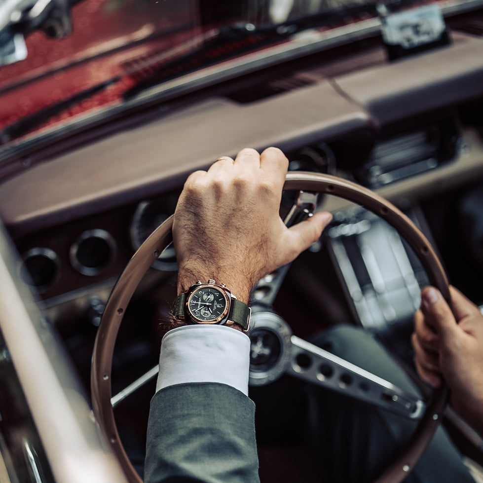 briston-clubmaster-classic-chrono-40-mm-rose-gold-vert-olive-montre-chronographe image 2