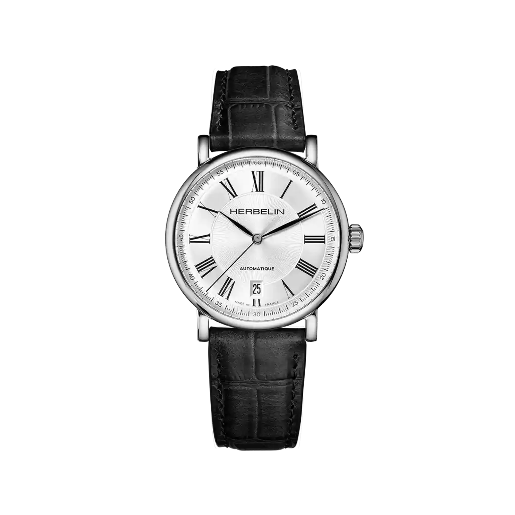 herbelin-inspiration-automatique-homme-38-mm-acier-cuir-noir-montre image 1