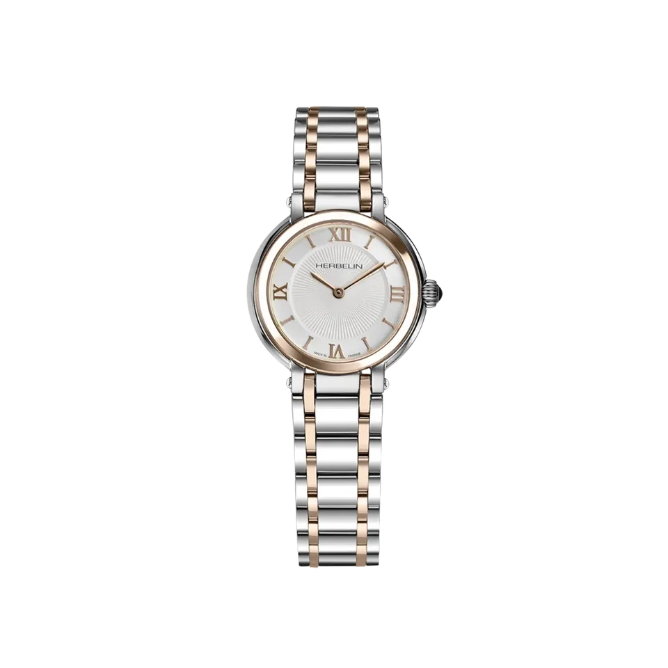 herbelin-galet-quartz-pvd-or-rose-cadran-guilloch-femme-acier image 1