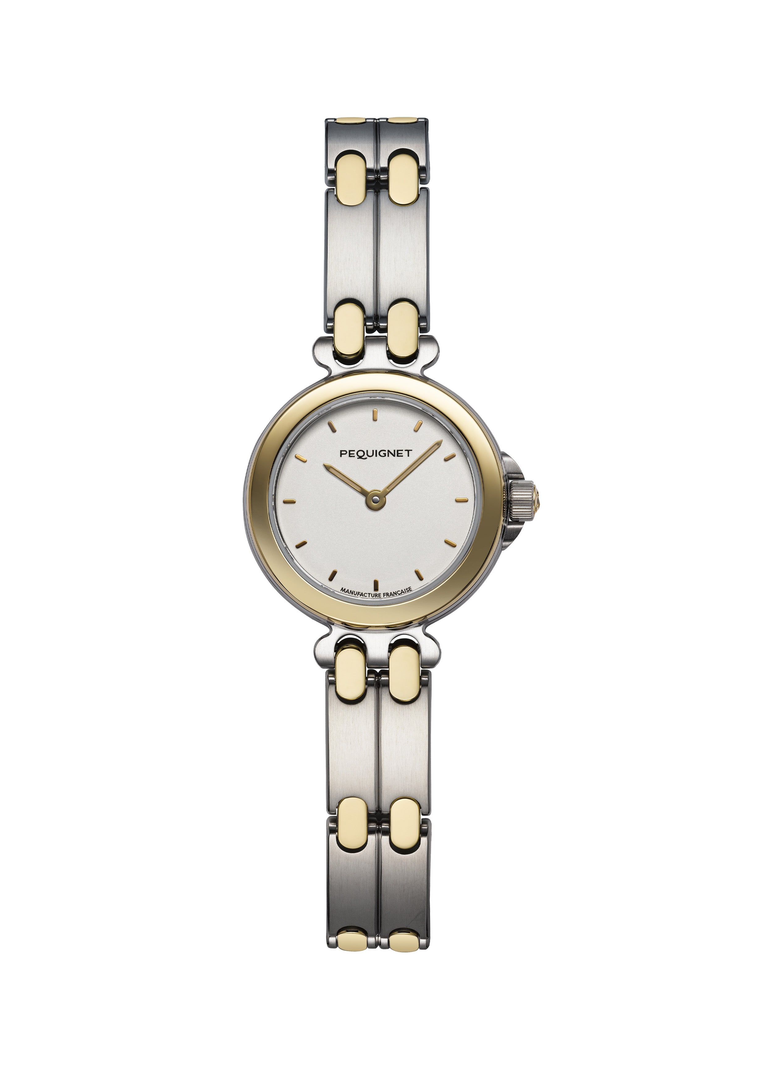 pequignet-moorea-montre-dame-25-mm-bicolore-or-3n-acier-cadran-blanc image 1