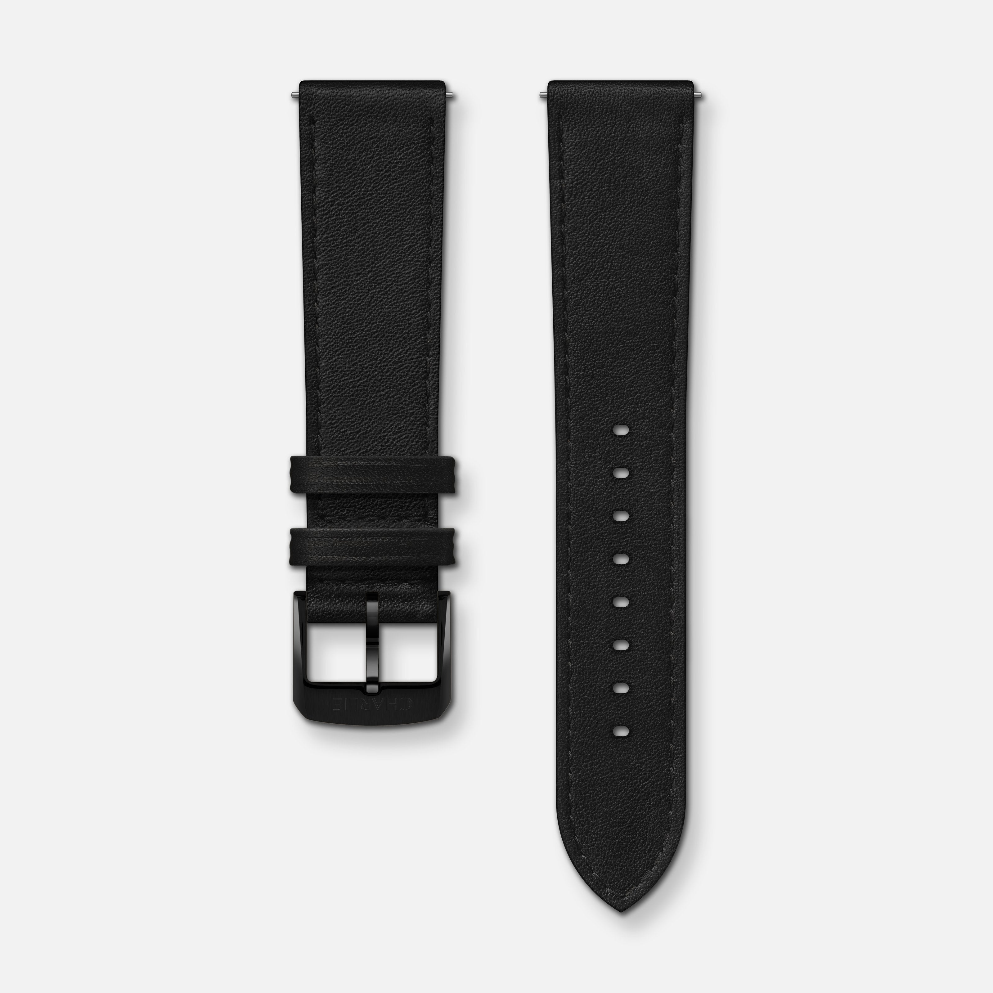 charlie-paris-bracelet-montre-cuir-noir-lisse-20mm-boucle-ardillon image 5
