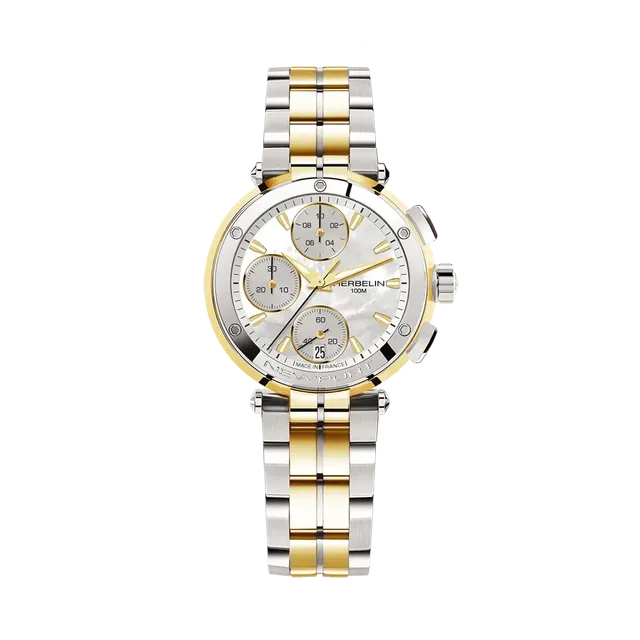 herbelin-newport-chronographe-lady-montre-femme-bicolore-nacre image 1