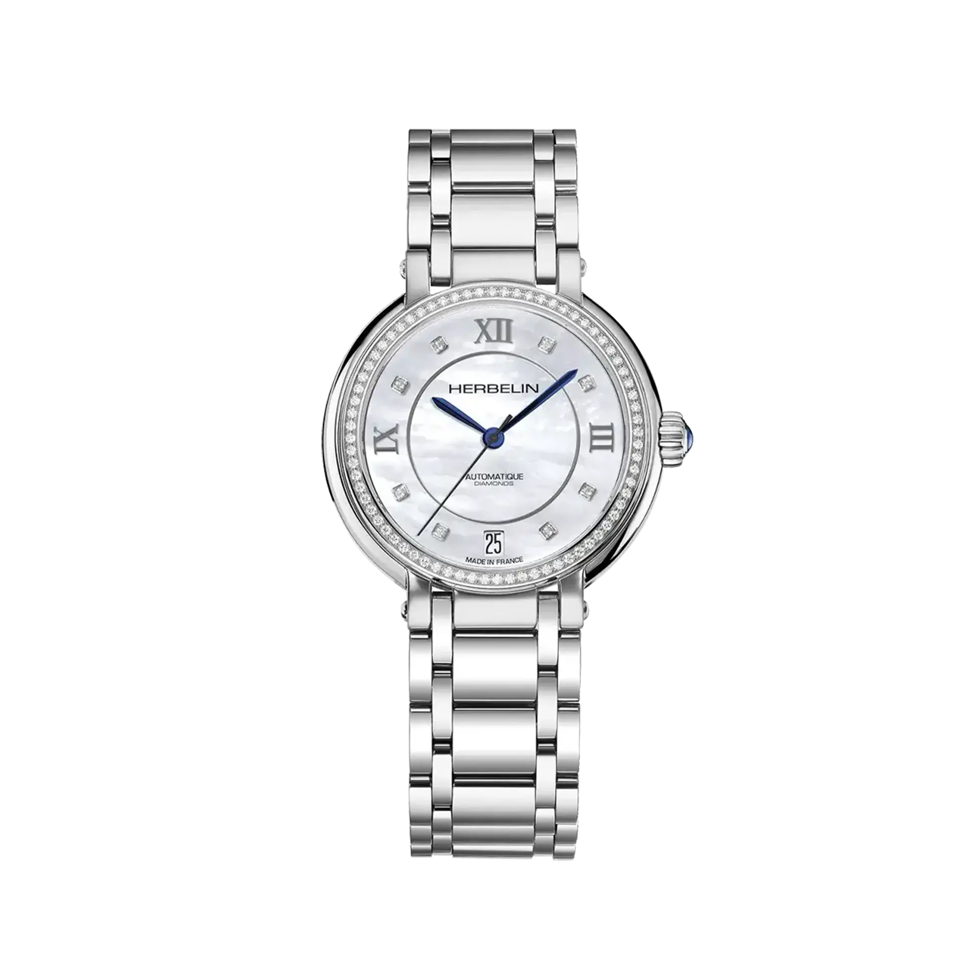 herbelin-galet-automatique-montre-femme-nacre-blanche-diamants image 1