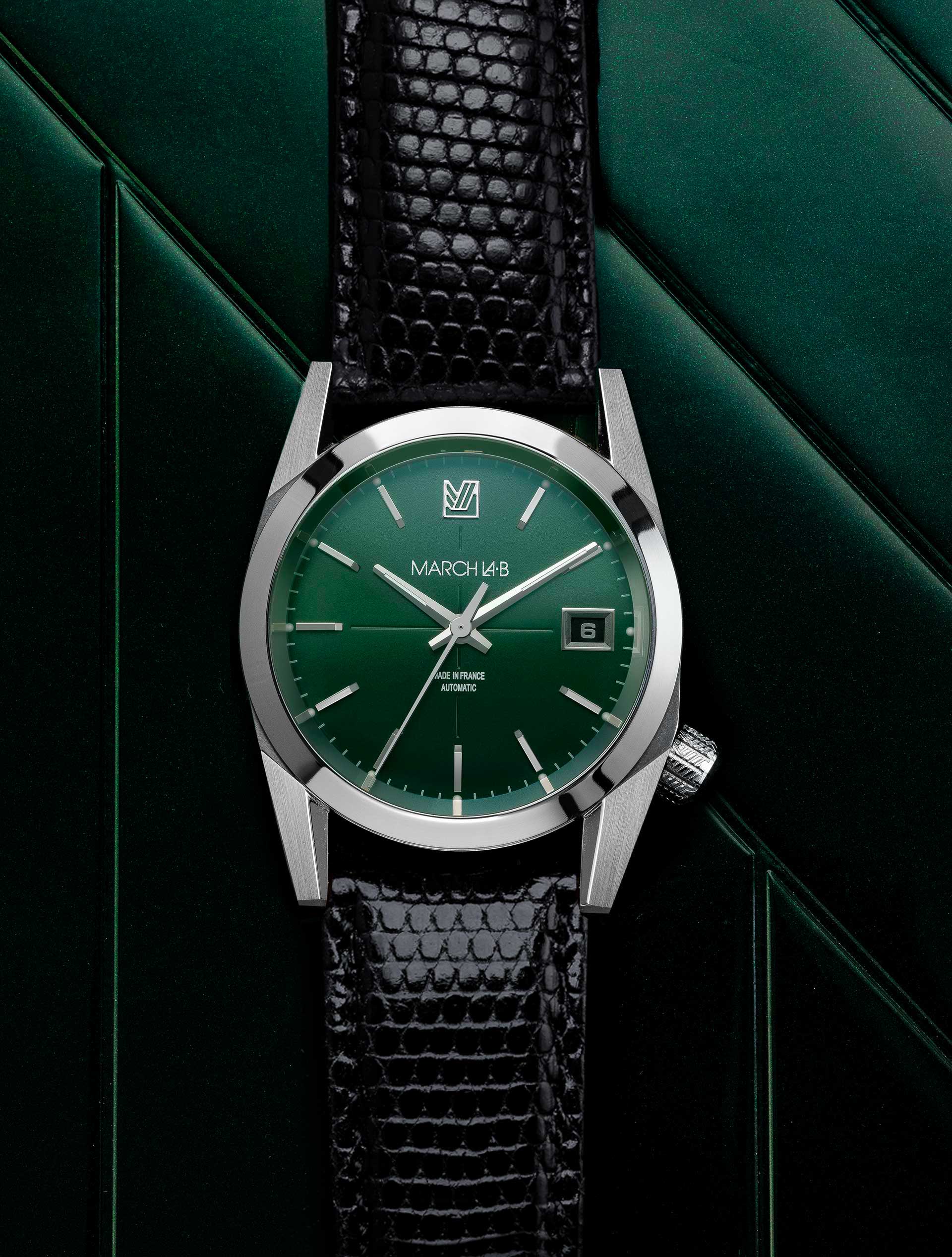 march-la-b-am69-automatique-grall-36-mm-montre-mixte-cadran-vert image 3