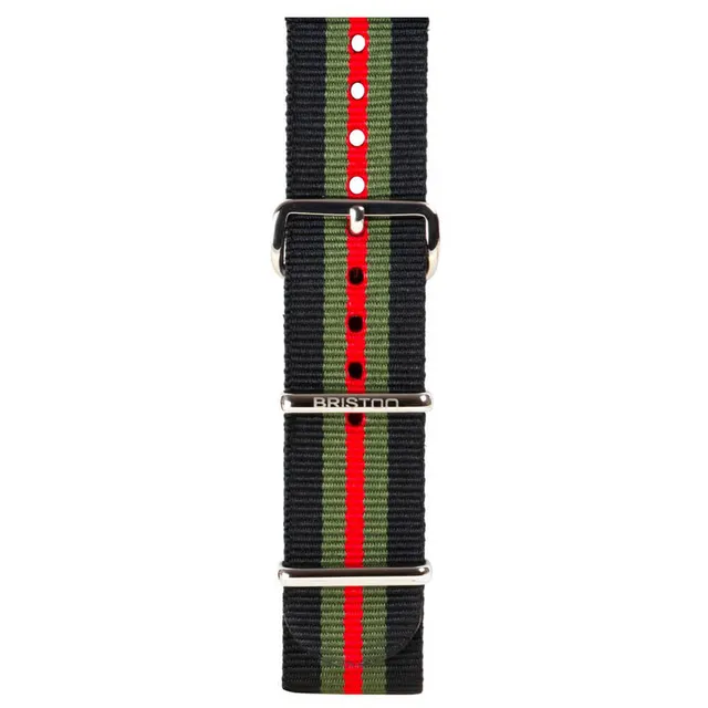 briston-clubmaster-classic-bracelet-nato-nylon-noir-vert-rouge-20-mm image 1