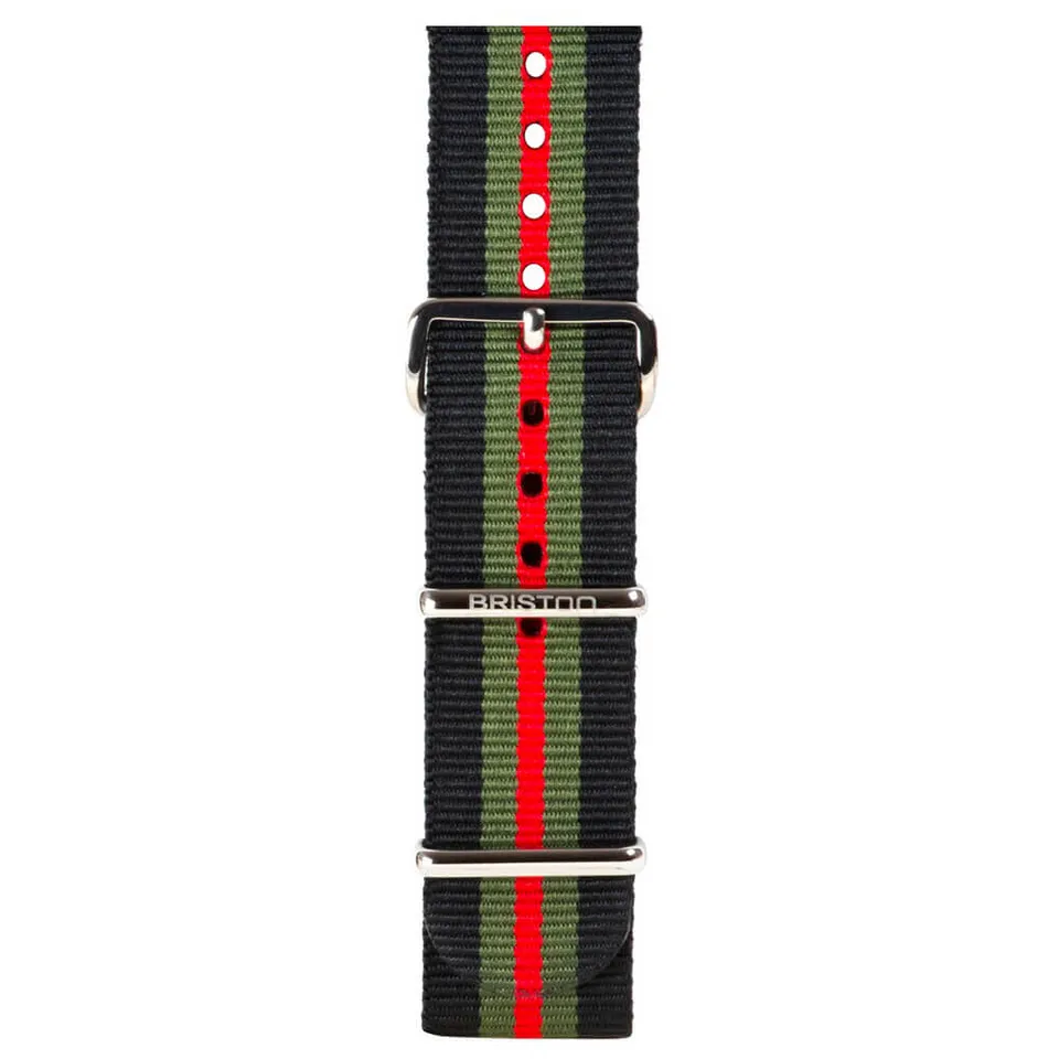 briston-clubmaster-classic-bracelet-nato-nylon-noir-vert-rouge-20-mm image 1