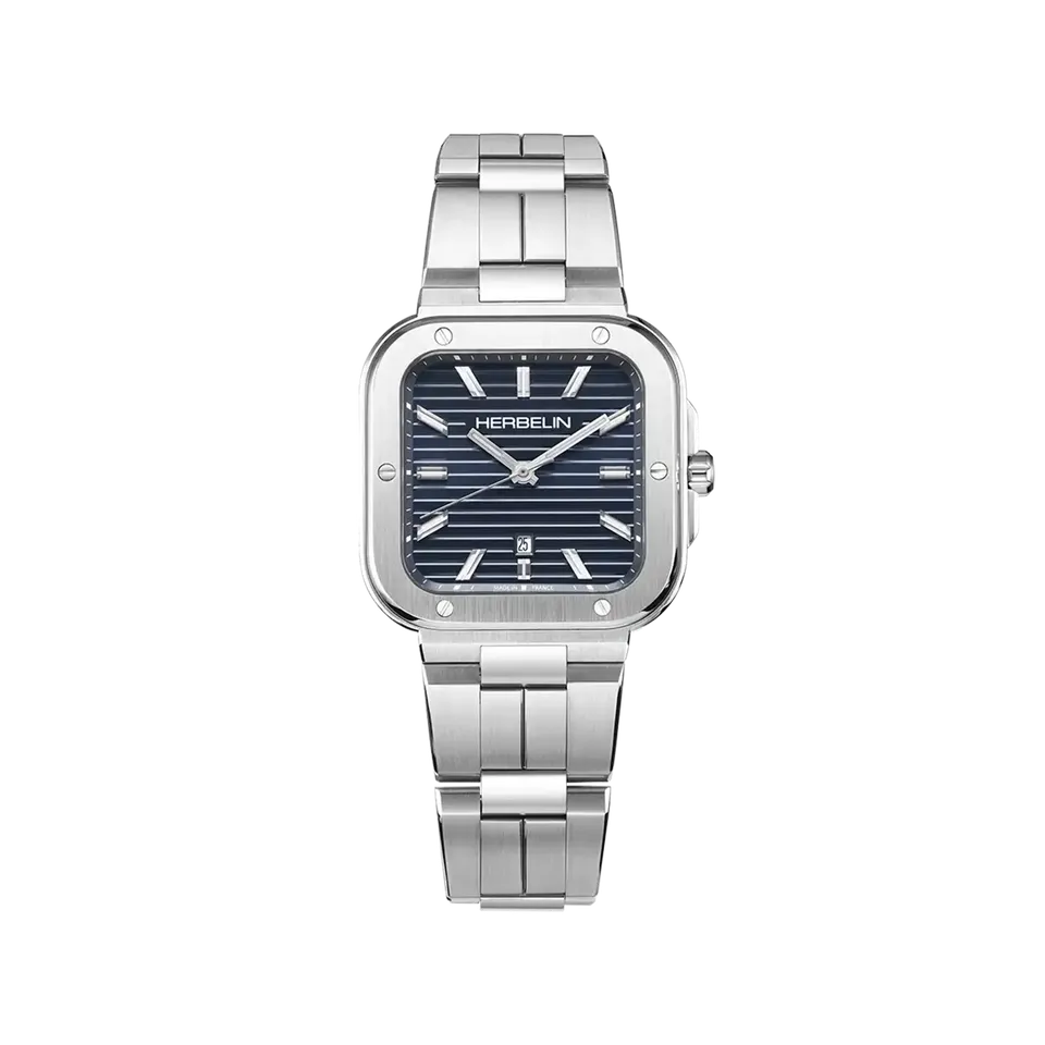 herbelin-cap-camarat-square-quartz-35-x-35mm-montre-homme-bleu-acier image 1