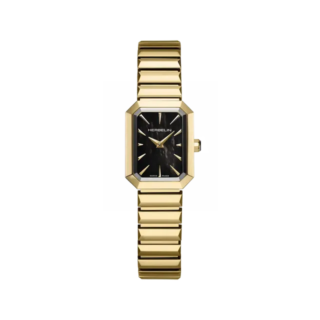 herbelin-octog-ne-quartz-montre-femme-nacre-noire-pvd-or-jaune image 1