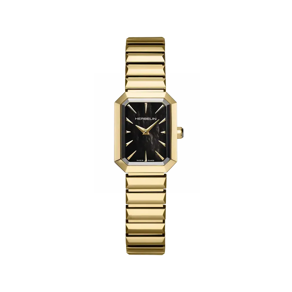 herbelin-octog-ne-quartz-montre-femme-nacre-noire-pvd-or-jaune image 1