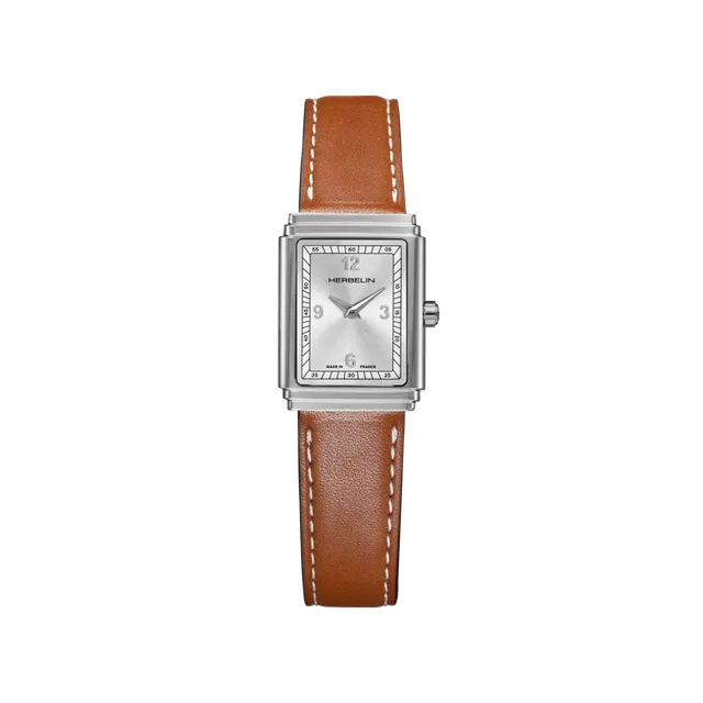 herbelin-art-d-co-1925-s-montre-femme-acier-cuir-camel image 1