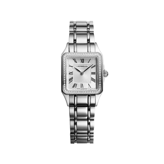 herbelin-luna-quartz-acier-et-diamants-montre-femme-carr-e image 1
