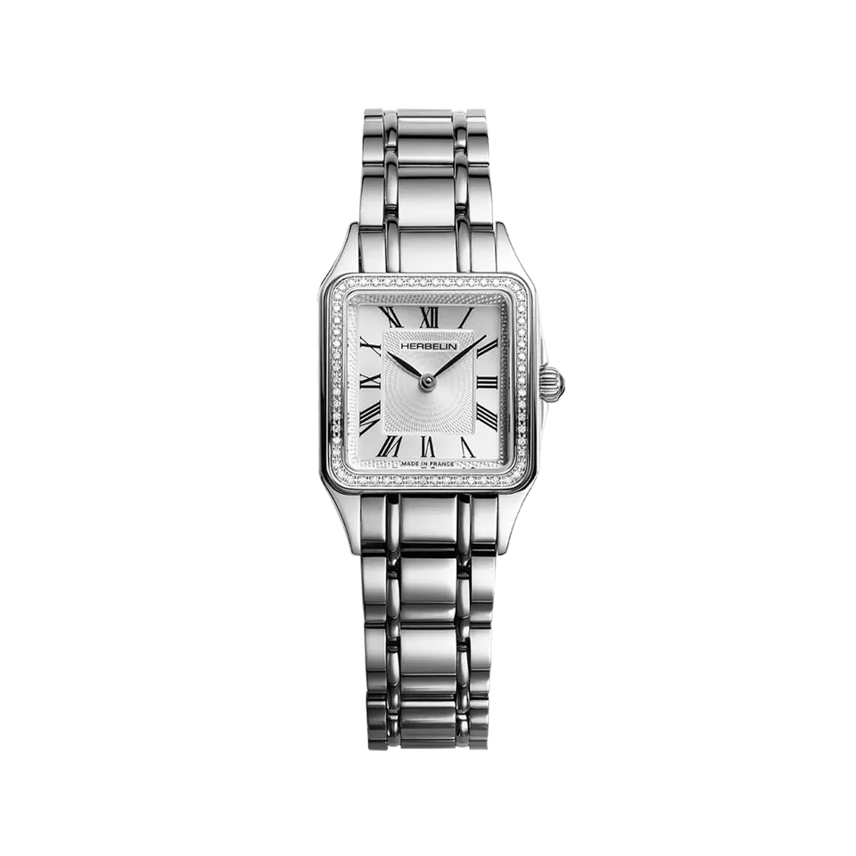 herbelin-luna-quartz-acier-et-diamants-montre-femme-carr-e image 1