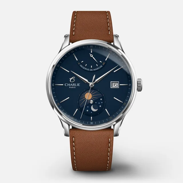 charlie-paris-initial-jour-nuit-bleu-montre-homme-automatique-r-serve-de-marche- image 1