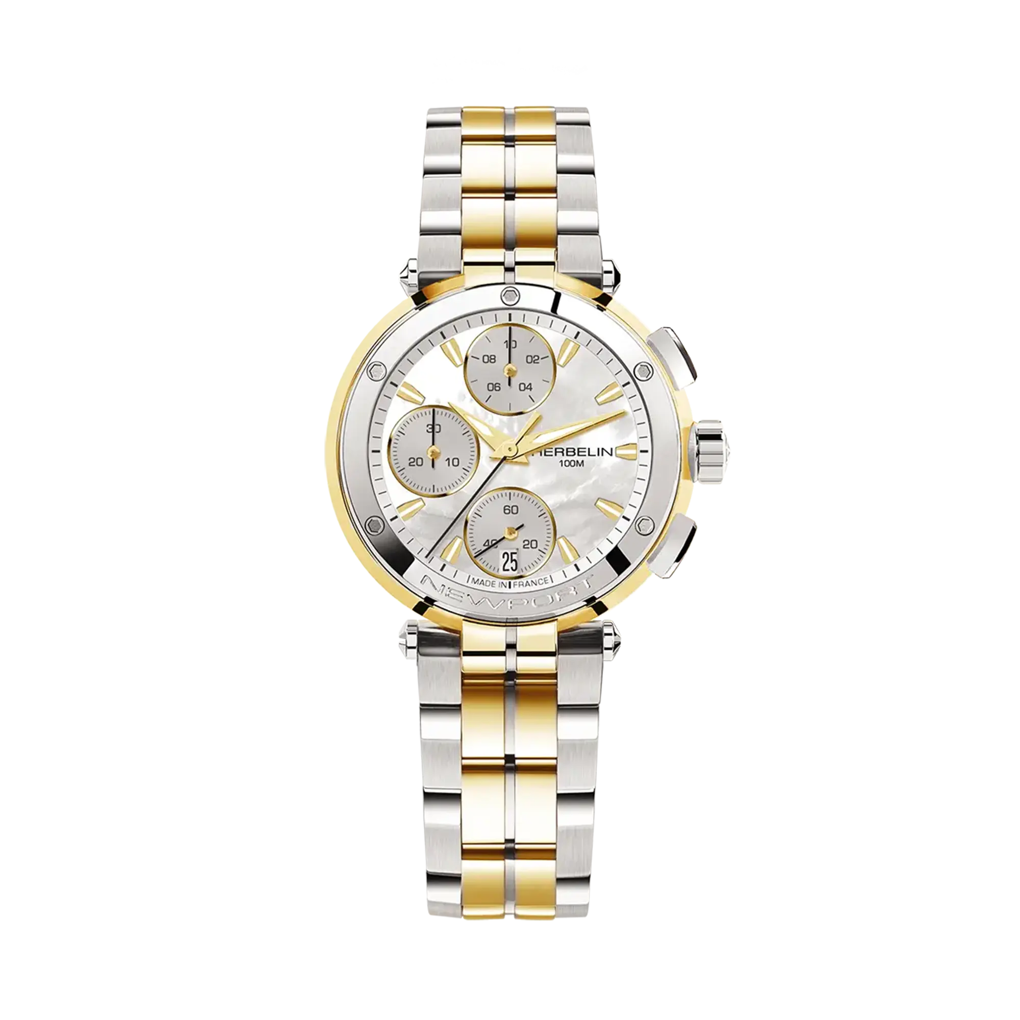 herbelin-newport-chronographe-lady-montre-femme-bicolore-nacre image 1