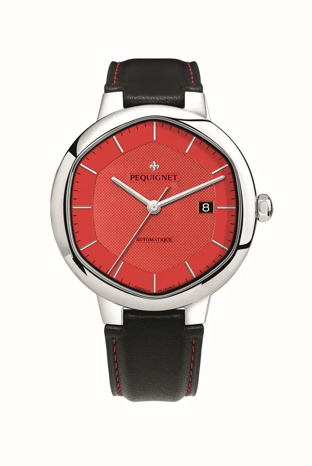 pequignet-exagone-rouge-cadran-guilloch-automatique-homme image 1