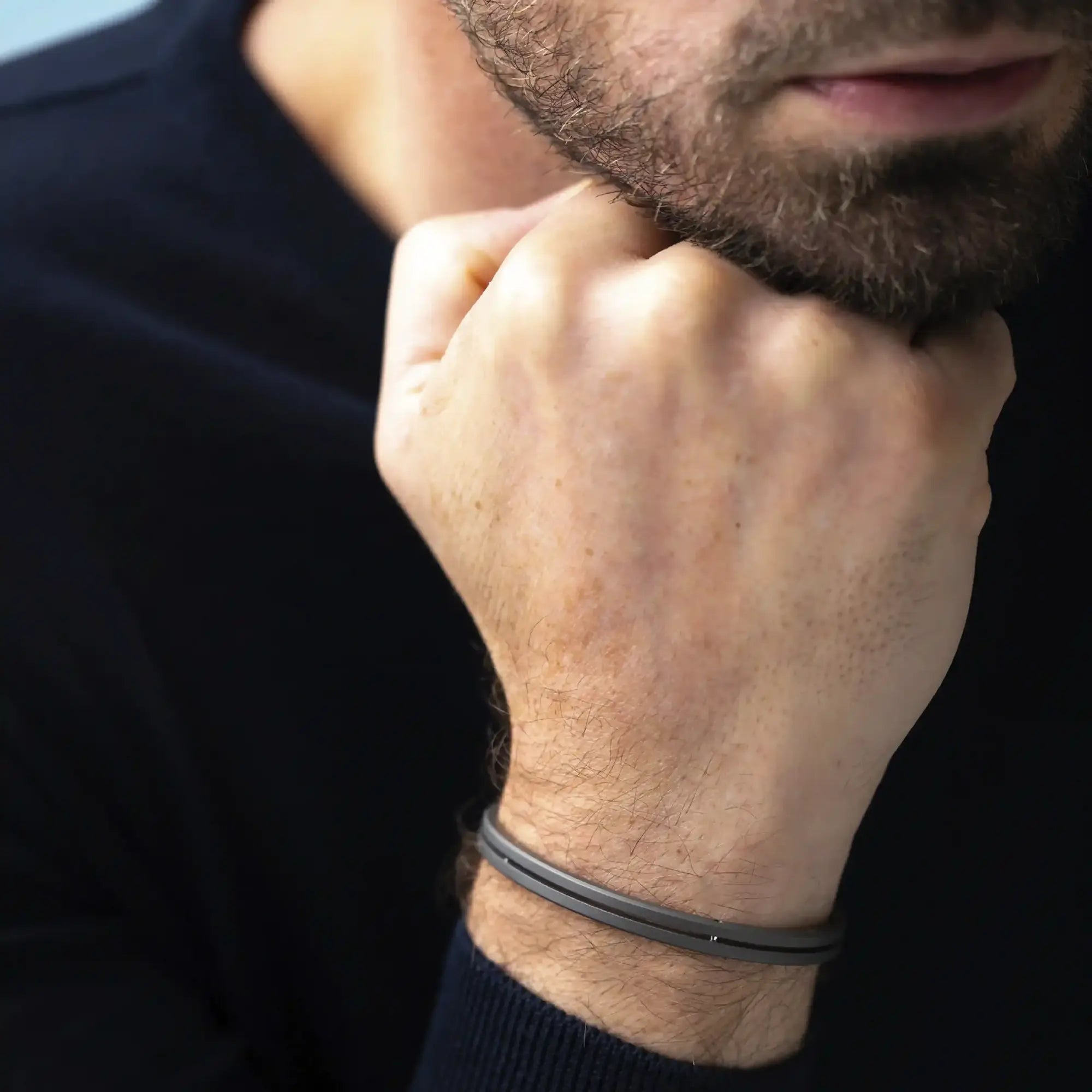 herbelin-jonc-newport-duo-titane-sabl-bracelet-bijou-homme image 2