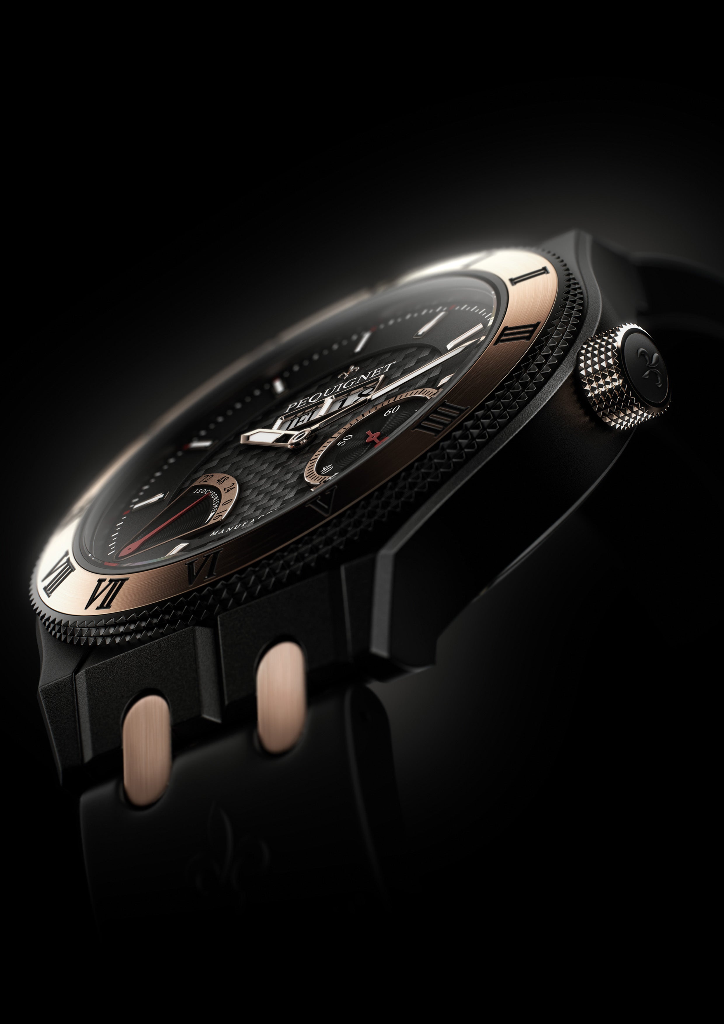 pequignet-moorea-vintage-royale-triomphe-44-mm-montre-or-rose-et-titane image 3