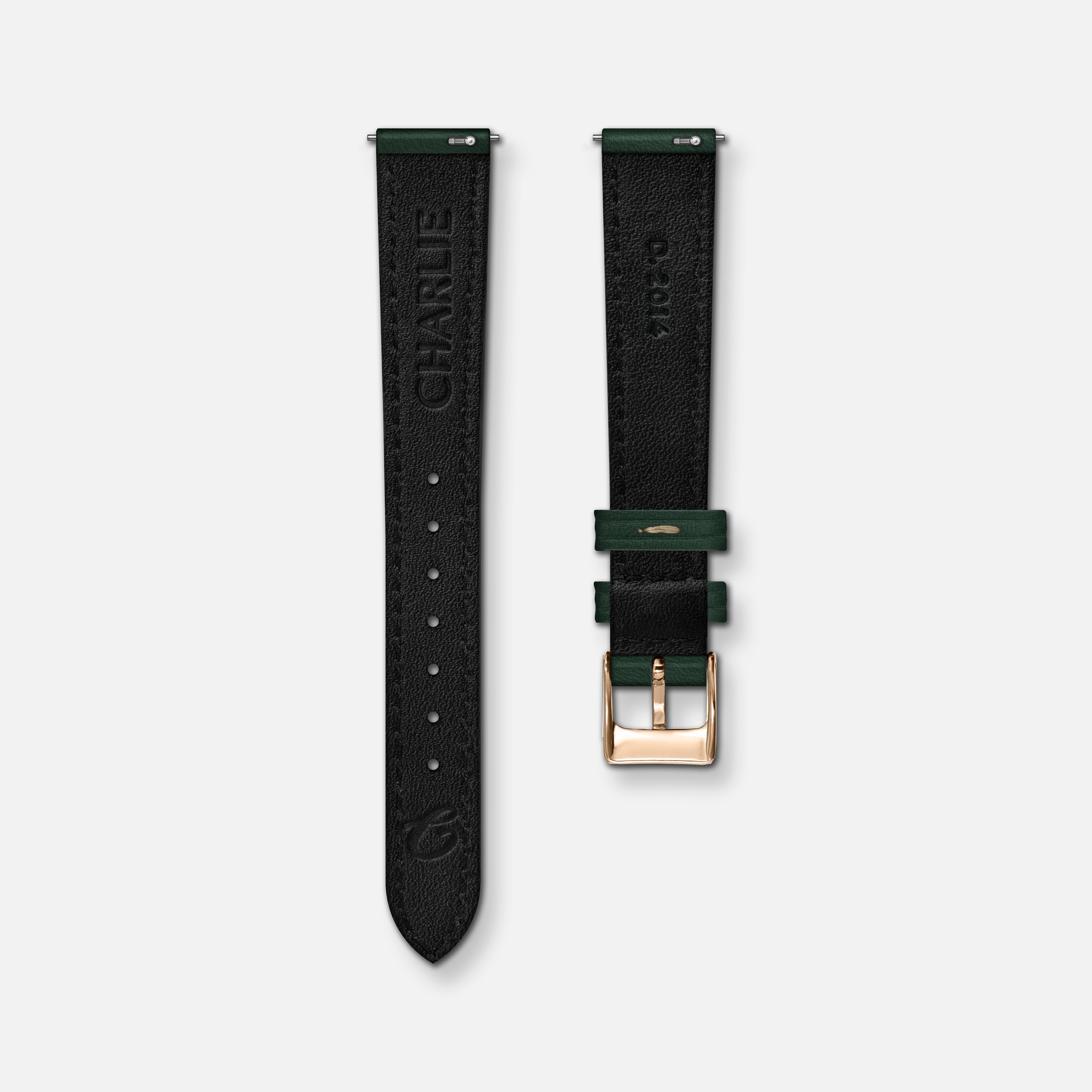 charlie-paris-bracelet-cuir-vert-14mm-boucle-ardillon-interchangeable image 2