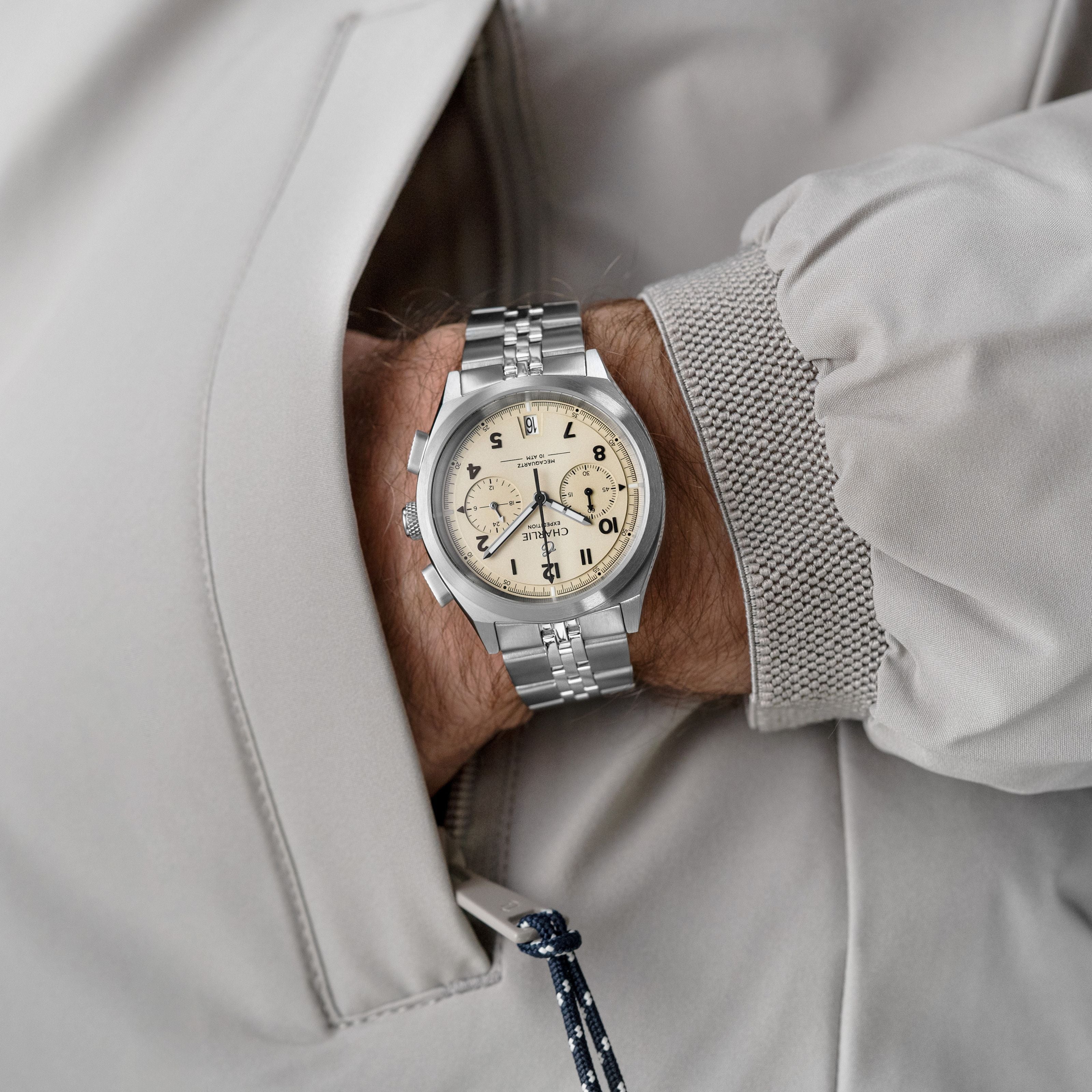 charlie-paris-gr-chronographe-montre-homme-39mm-cadran-beige image 2