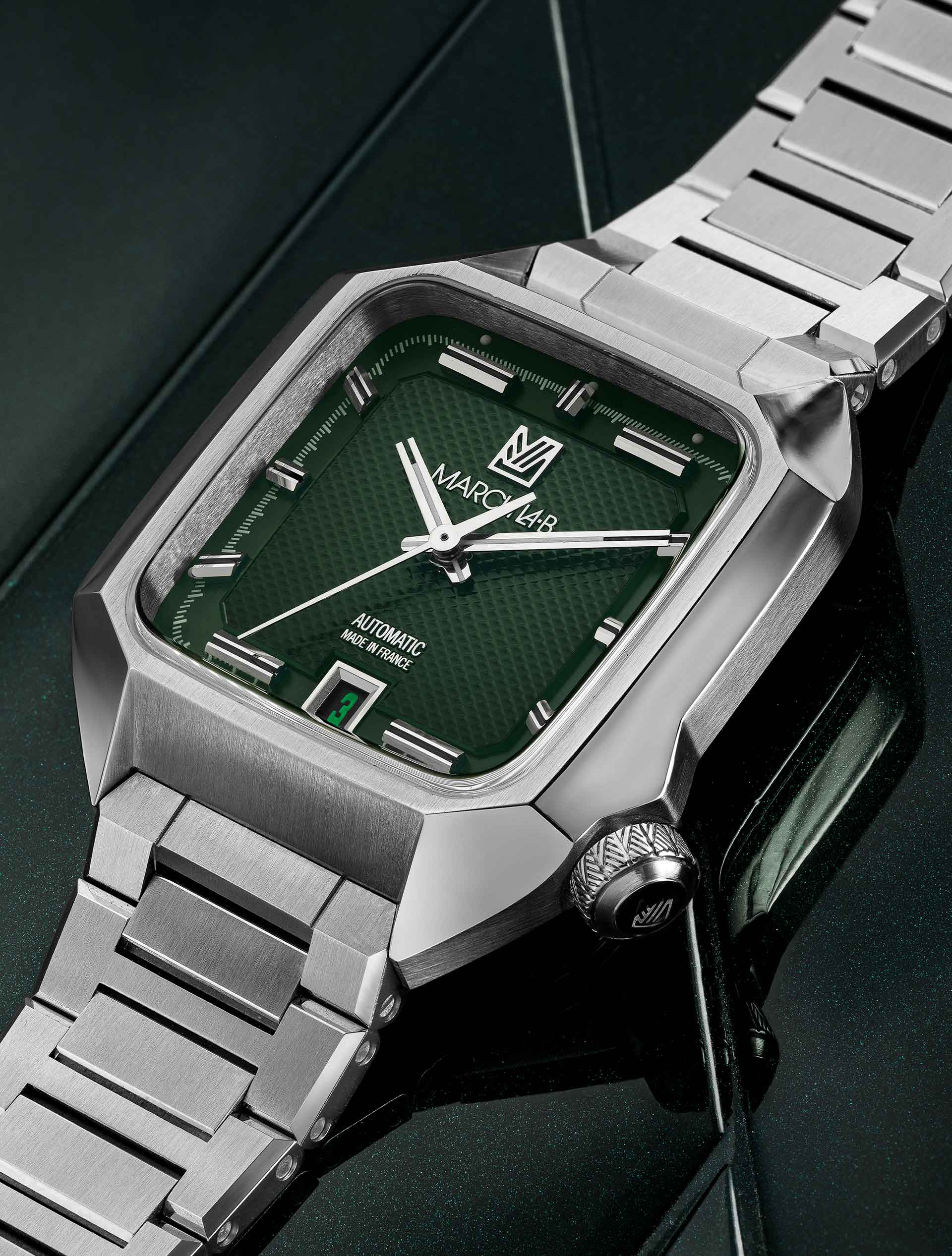march-la-b-am2-automatique-grall-39-mm-montre-homme-octogonale-verte image 2