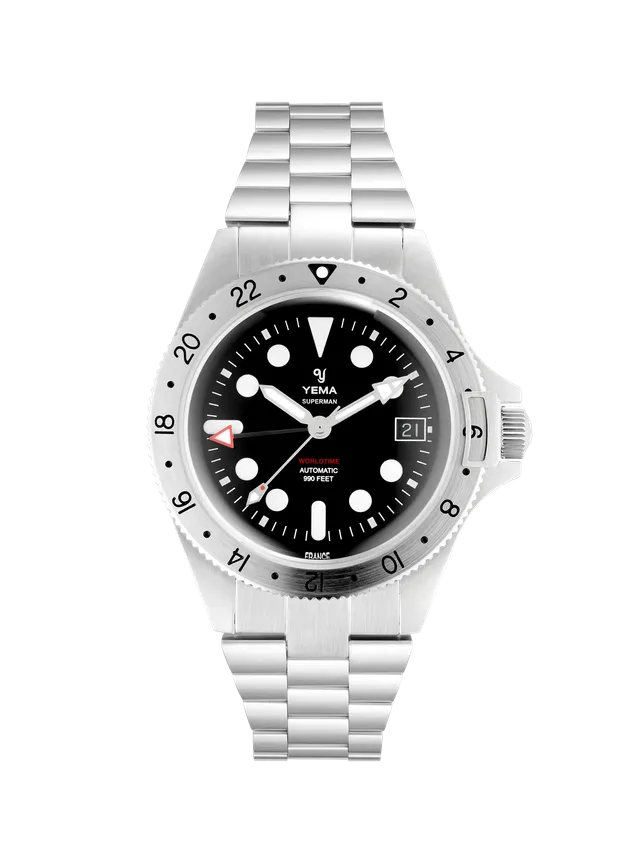 yema-superman-worldtime-gmt-steel-montre-gmt-de-voyage image 1