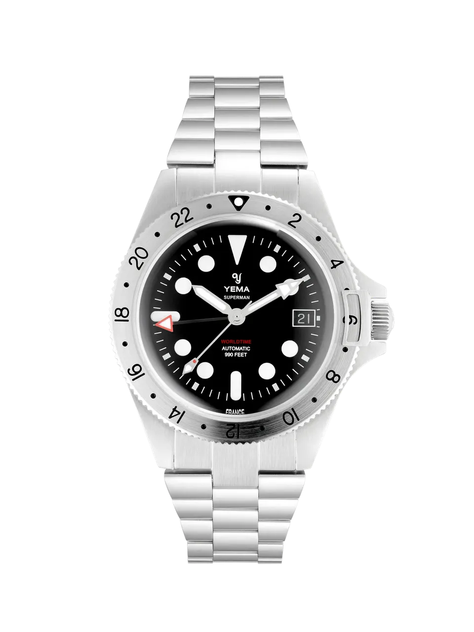 yema-superman-worldtime-gmt-steel-montre-gmt-de-voyage image 1