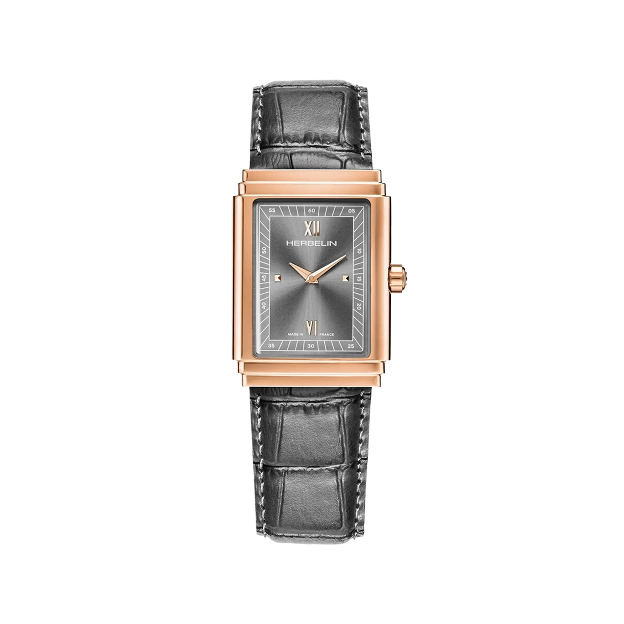 herbelin-art-d-co-1925-s-montre-homme-anthracite-or-rose image 1