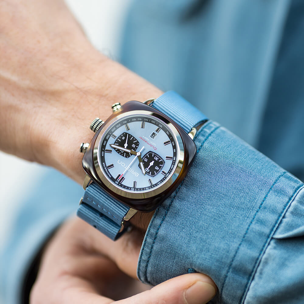 briston-clubmaster-sport-chrono-42-mm-bleu-glacier-quartz image 2
