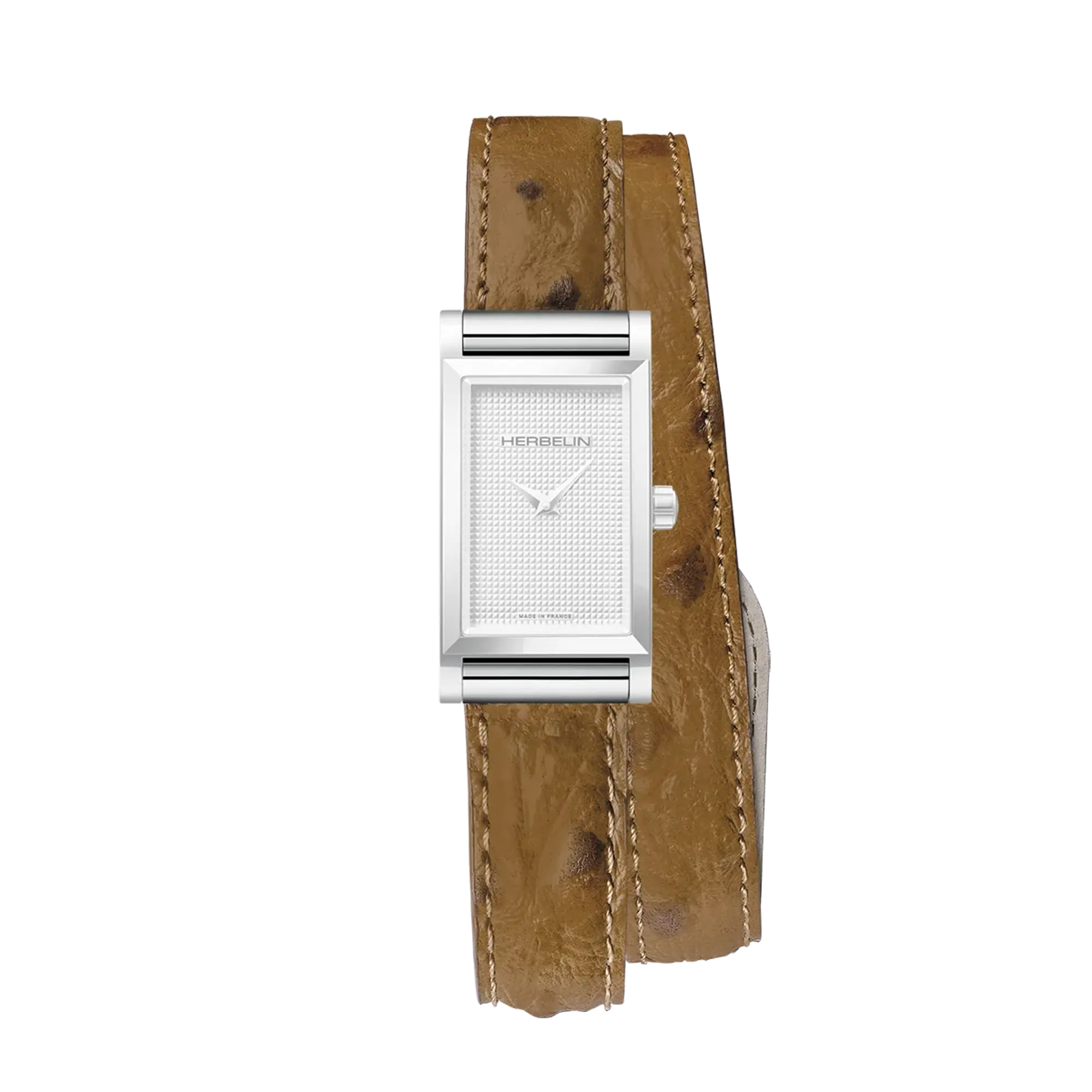 herbelin-antar-s-bracelet-double-cuir-autruche-camel-gold image 2