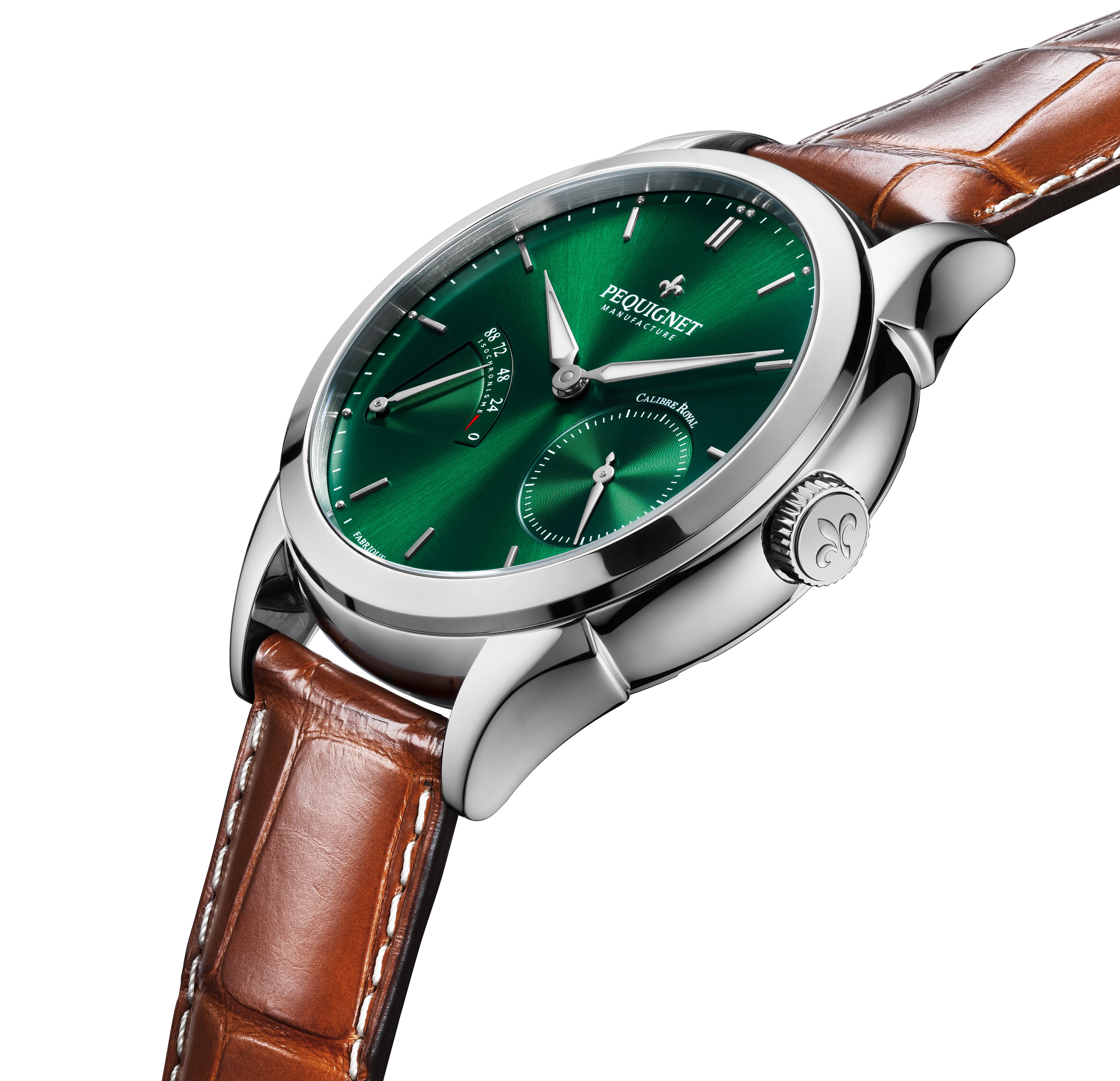 pequignet-royale-origine-montre-automatique-cadran-vert-grande-date image 3