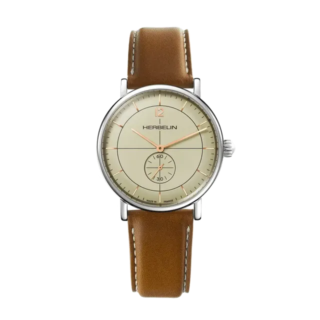 herbelin-inspiration-petite-seconde-acier-cuir-gold-montre-homme image 1
