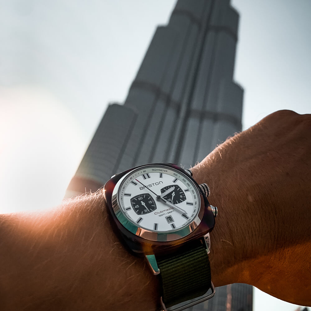 briston-clubmaster-sport-chronographe-42-mm-blanc-acier-caille image 2