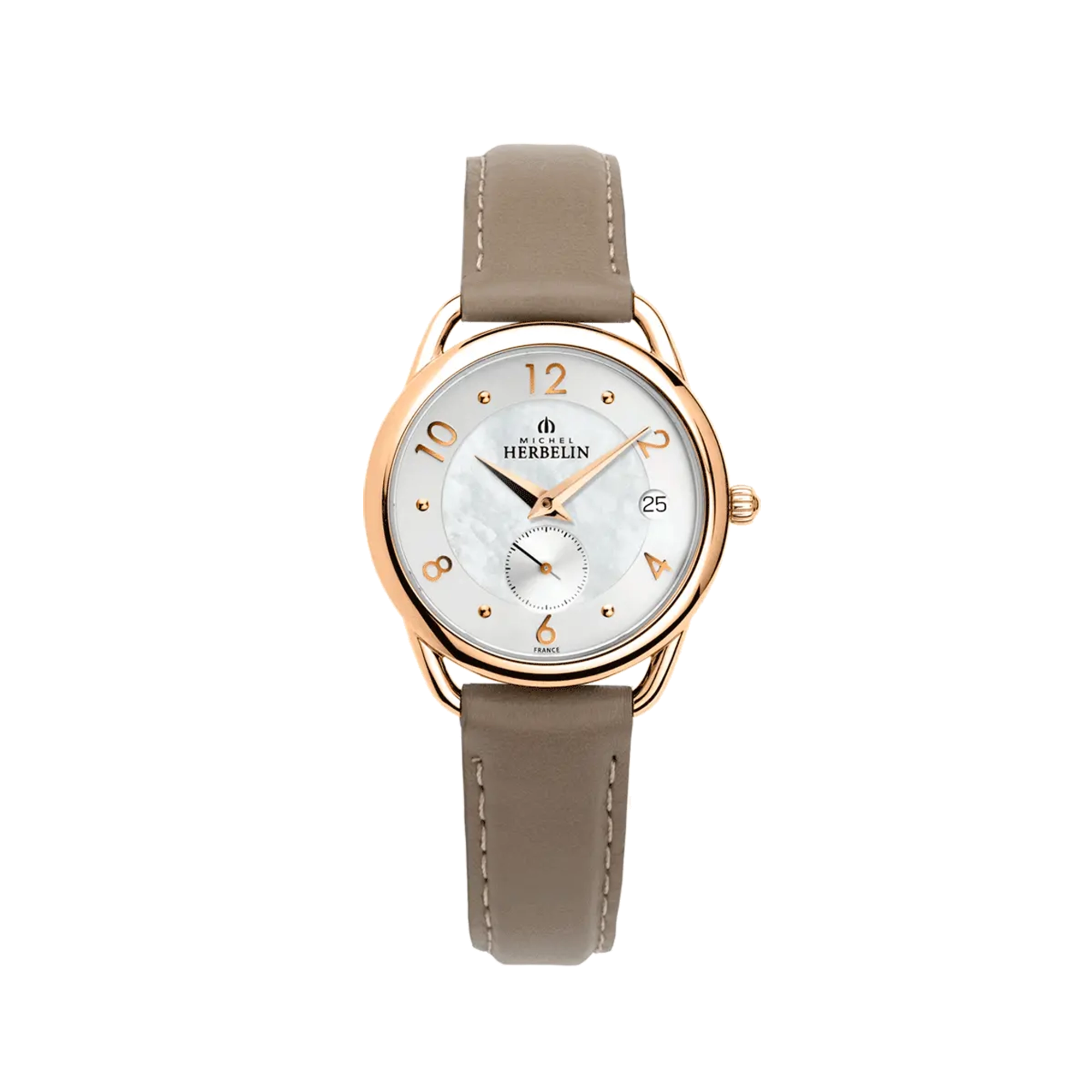 herbelin-quinoxe-femme-quartz-bo-tier-pvd-or-rose-cadran-nacre-bracelet-cuir-tau image 1