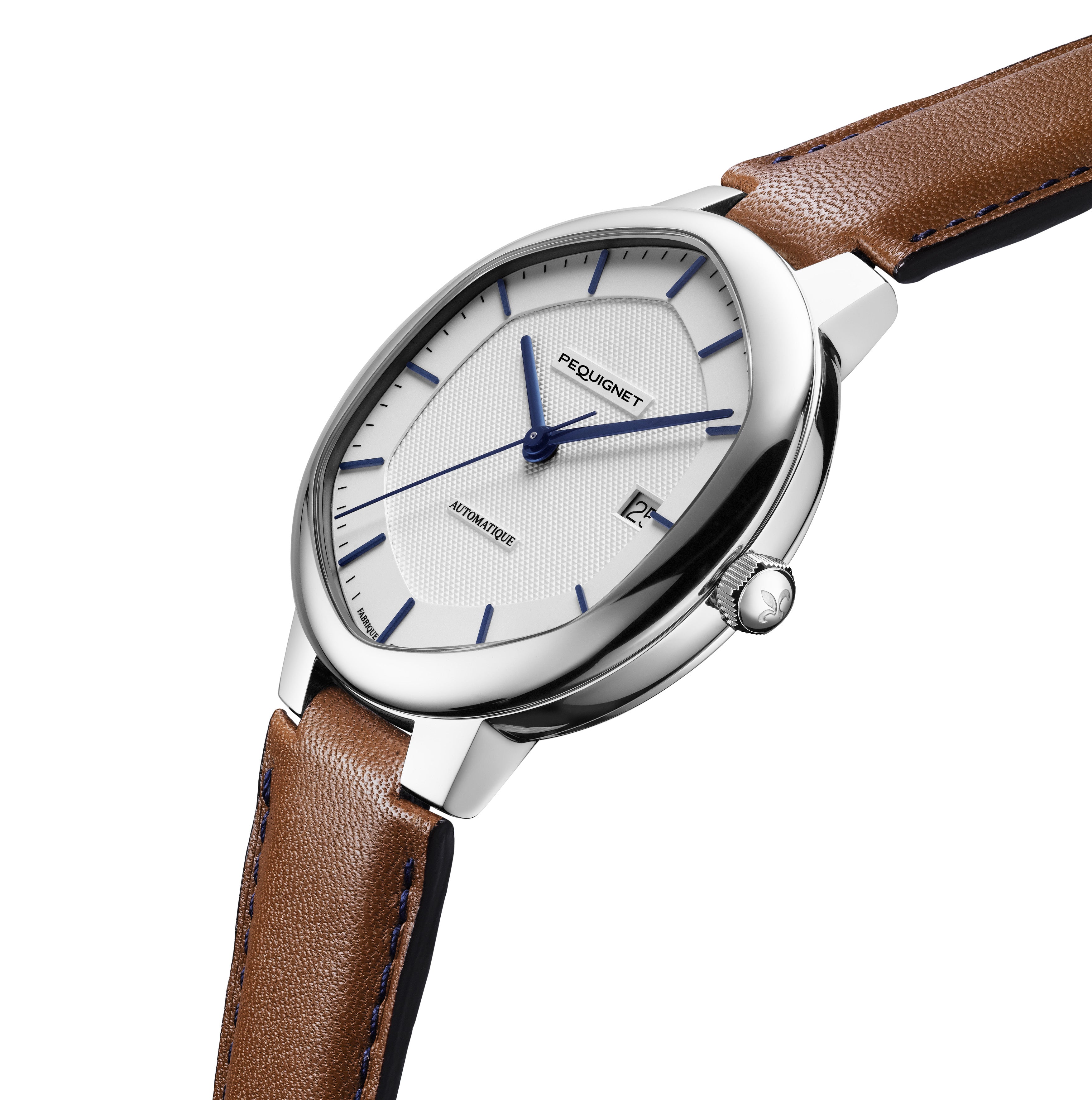 pequignet-exagone-montre-automatique-cadran-blanc-guilloch image 2