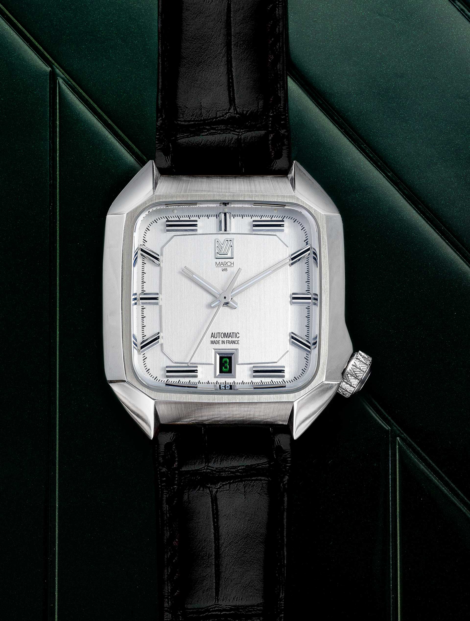 march-la-b-am2-automatique-steel-39-mm-cadran-blanc-montre-homme image 2