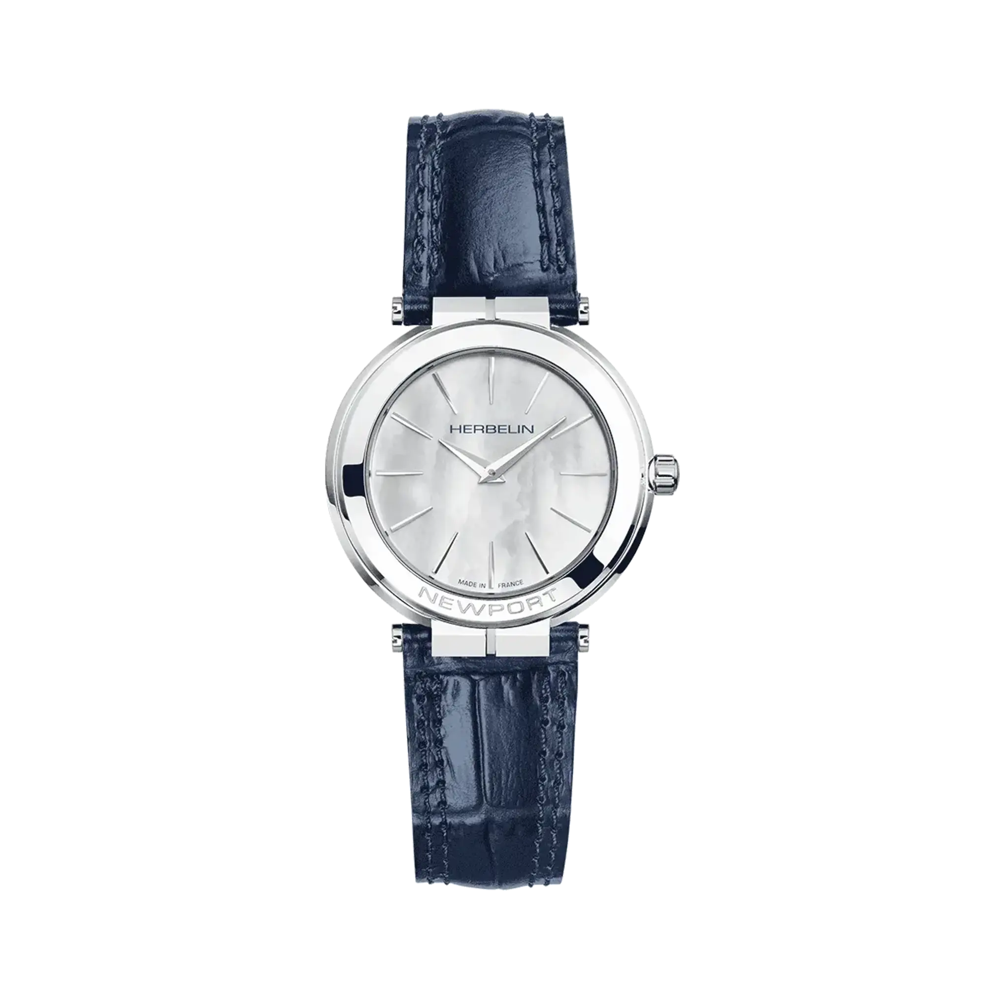 herbelin-newport-slim-quartz-femme-nacre-cuir-bleu-montre image 1