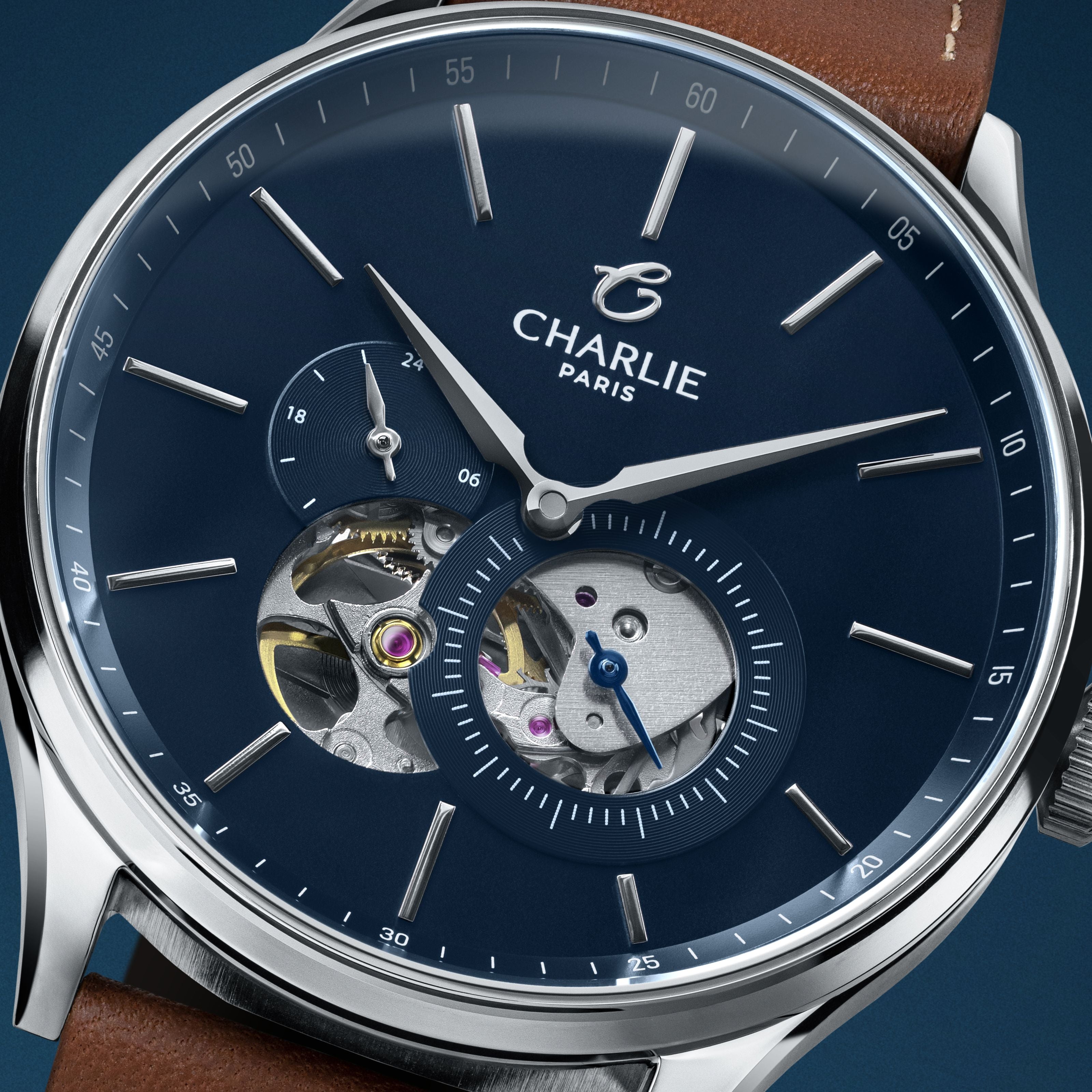 charlie-paris-initial-c-ur-ouvert-montre-automatique-homme-40mm-bleu-2 image 3