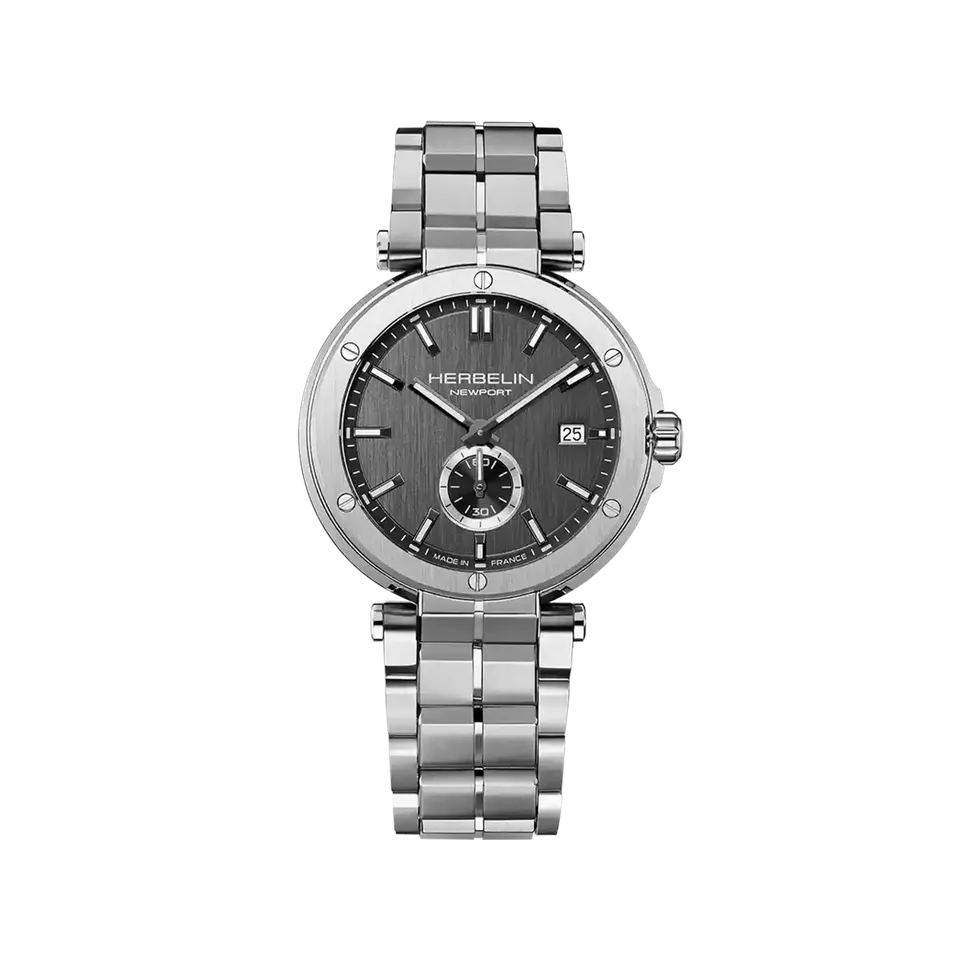 herbelin-newport-quartz-acier-cadran-noir-montre-homme-40-5-mm image 1