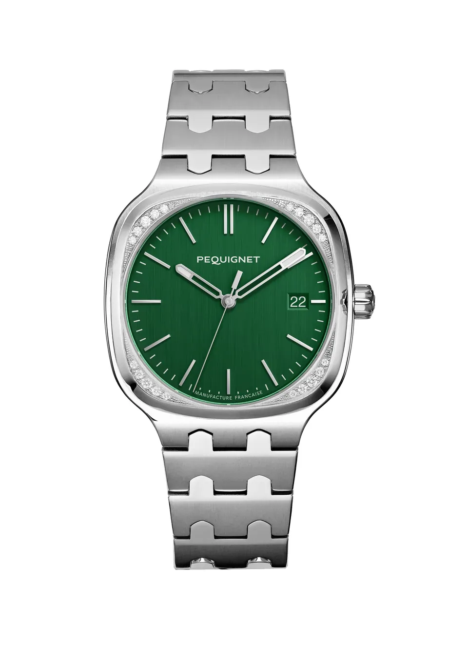 pequignet-concorde-vert-anglais-20-diamants-montre-sport-chic-lunette-sertie image 1