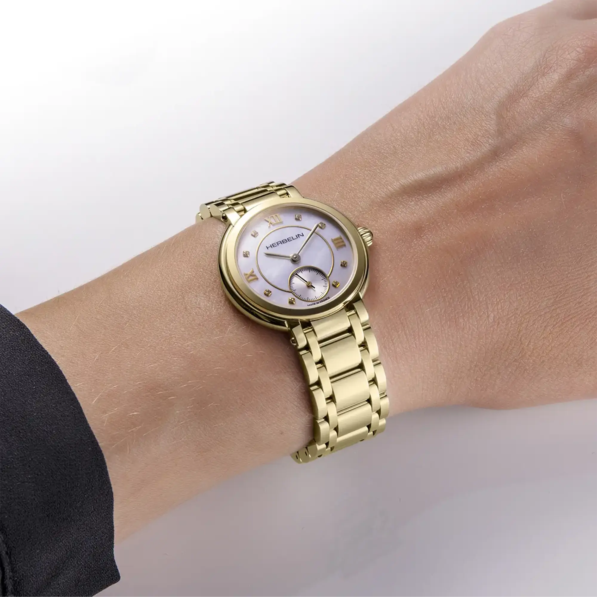 herbelin-galet-petite-seconde-nacre-pvd-or-jaune-montre-femme-quartz-suisse image 2