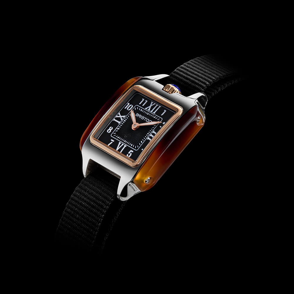 briston-streamliner-kennedy-petite-quartz-25-mm-dor-rose-cadran-noir image 3